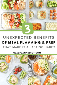 3 unexpected benefits of meal planning and prep image with post title