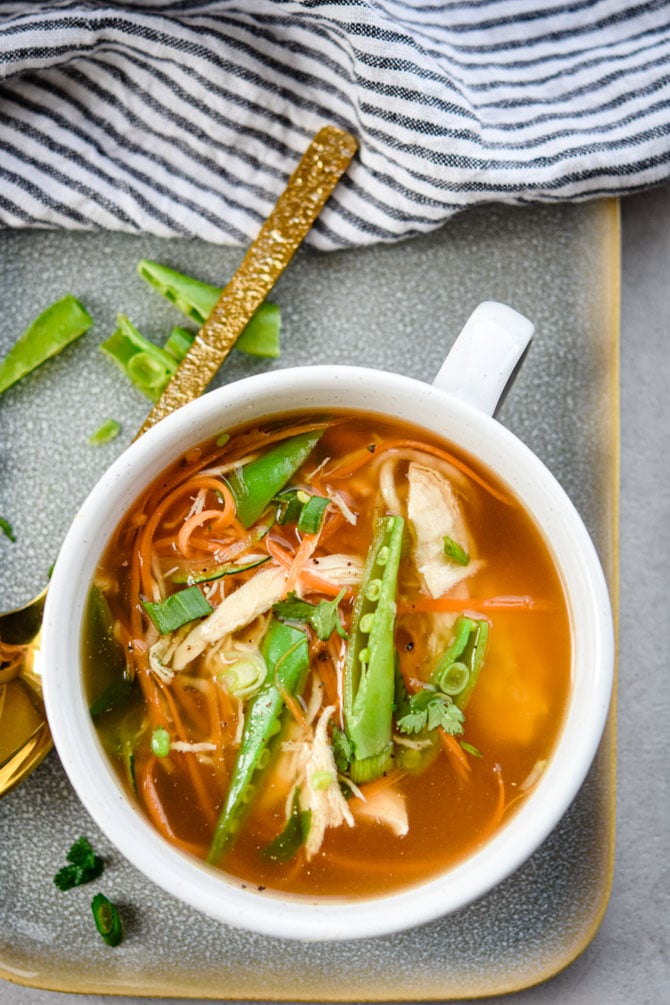 sweet chili chicken soup in a bowl