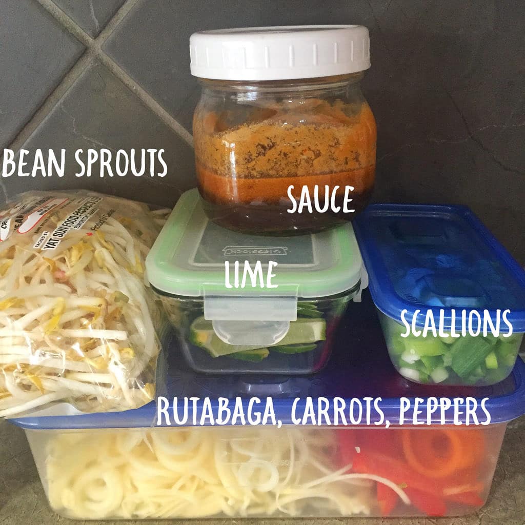 Low Carb Spiralized Pad Thai Prepped 