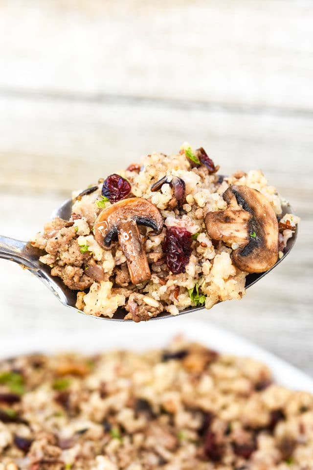 quinoa_cranberry_no_bread_holiday_stuffing_mushroom