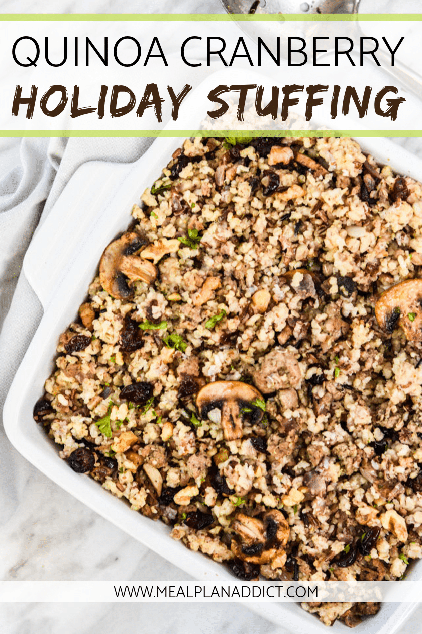 quinoa cranberry holiday stuffing flay lay