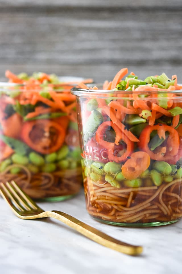 Veggie Loaded Asian Noodle Jar Salad {Make Ahead} Meal Plan Addict