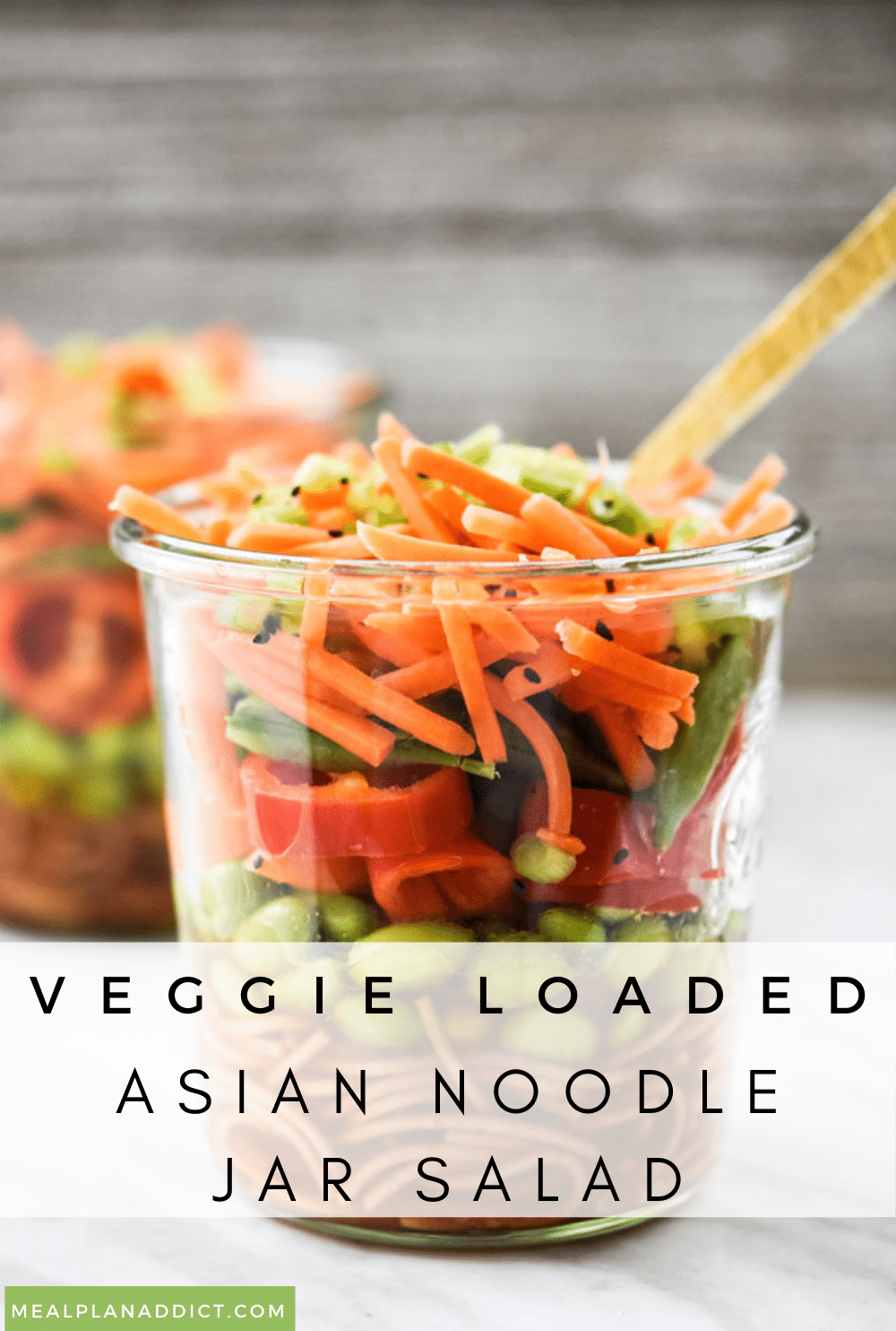 Asian noodle Jar salad pin for Pinterest