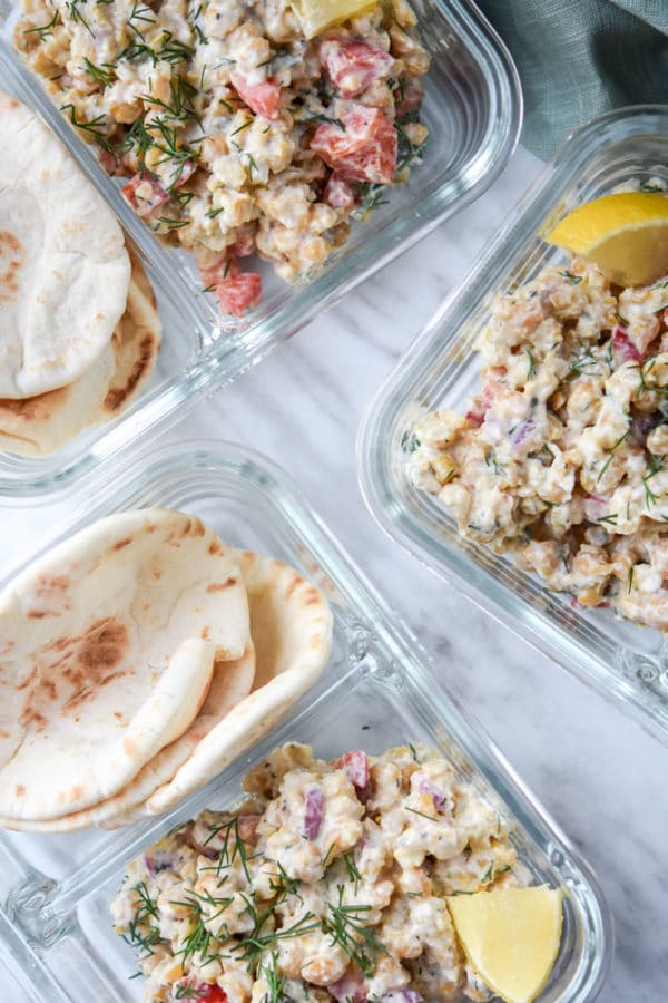 Greek Chickpea Salad Pita Meal Prep Meal Plan Addict