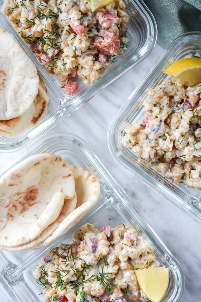 Greek Chickpea Salad Pita Meal Prep Meal Plan Addict
