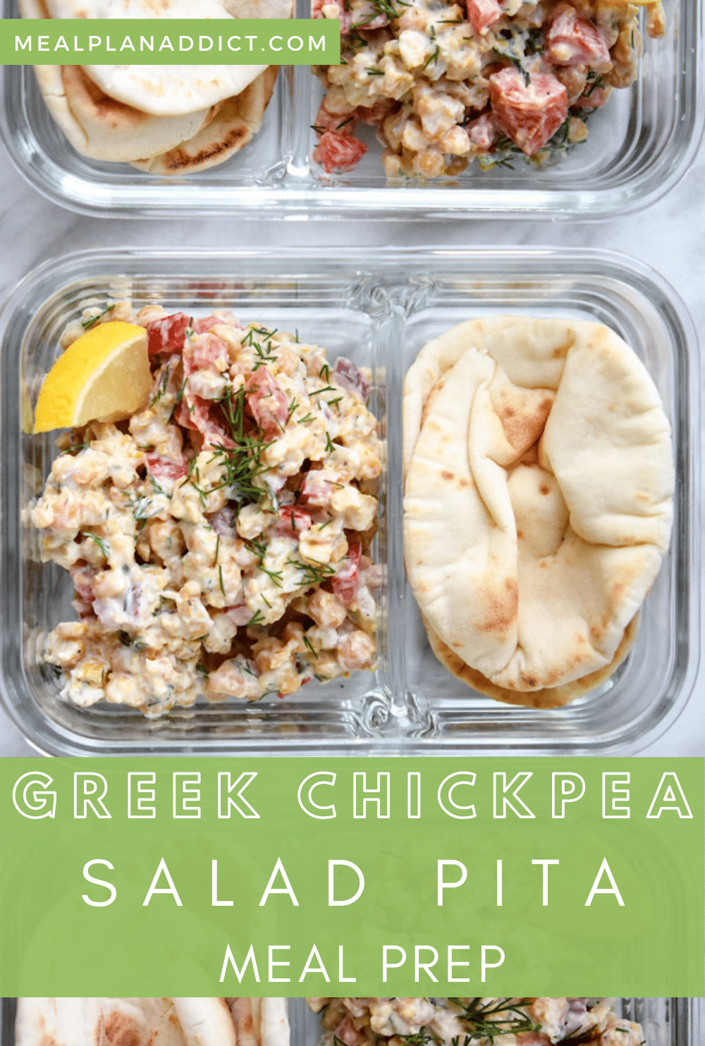 Healthy Greek Chickpea Salad Meal Prep | Meal Plan Addict
