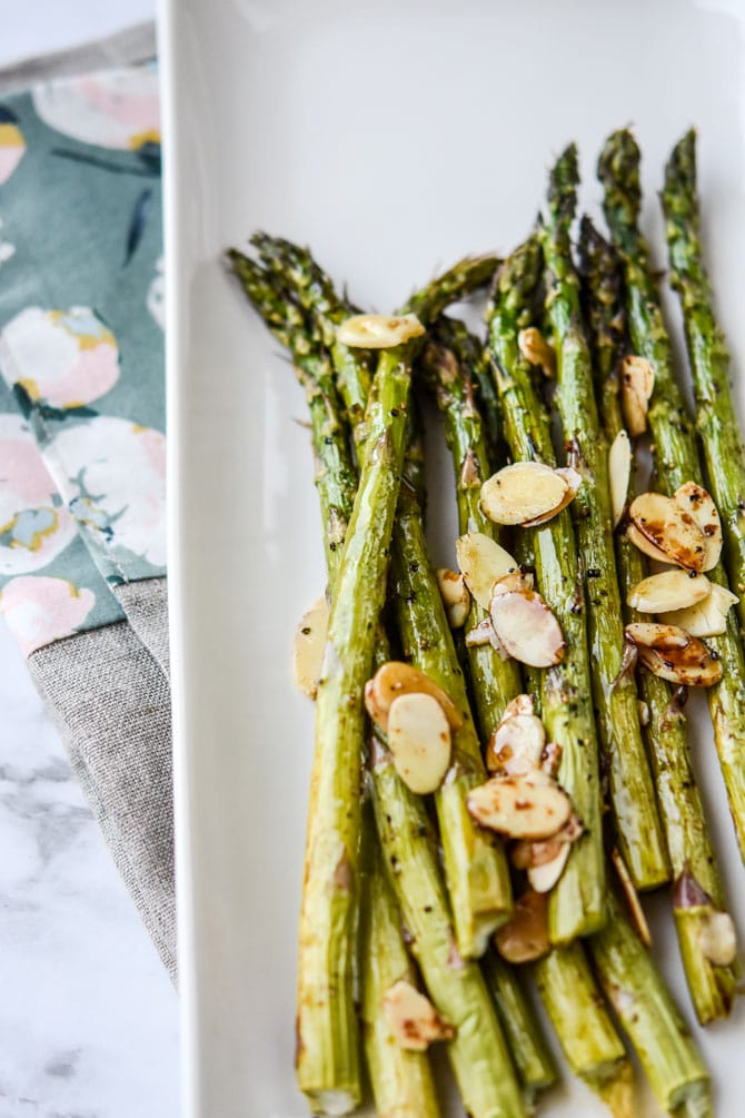 Air Fryer Balsamic Asparagus with Sliced Almonds