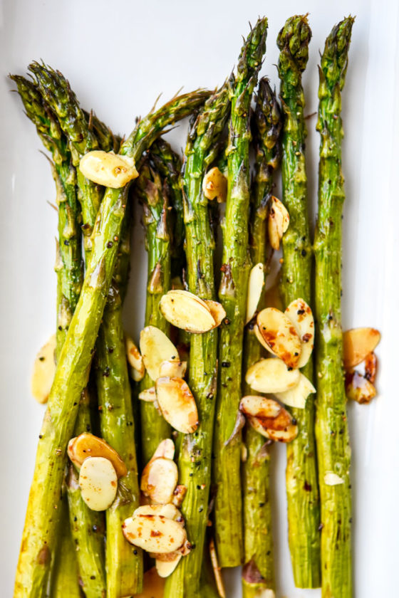 Air Fryer Balsamic Asparagus with Sliced Almonds Meal Plan Addict