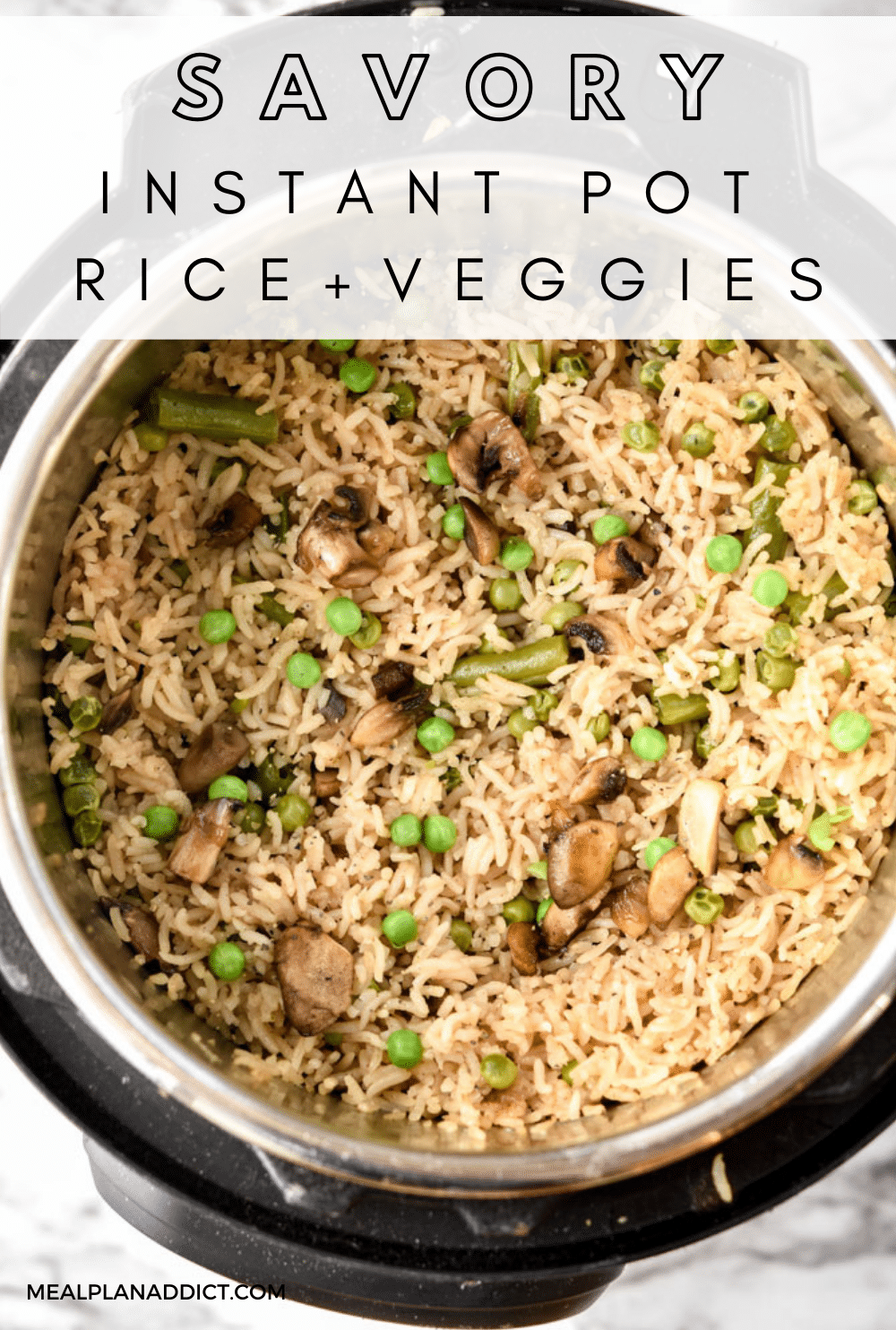 Rice and veggies pin for Pinterest
