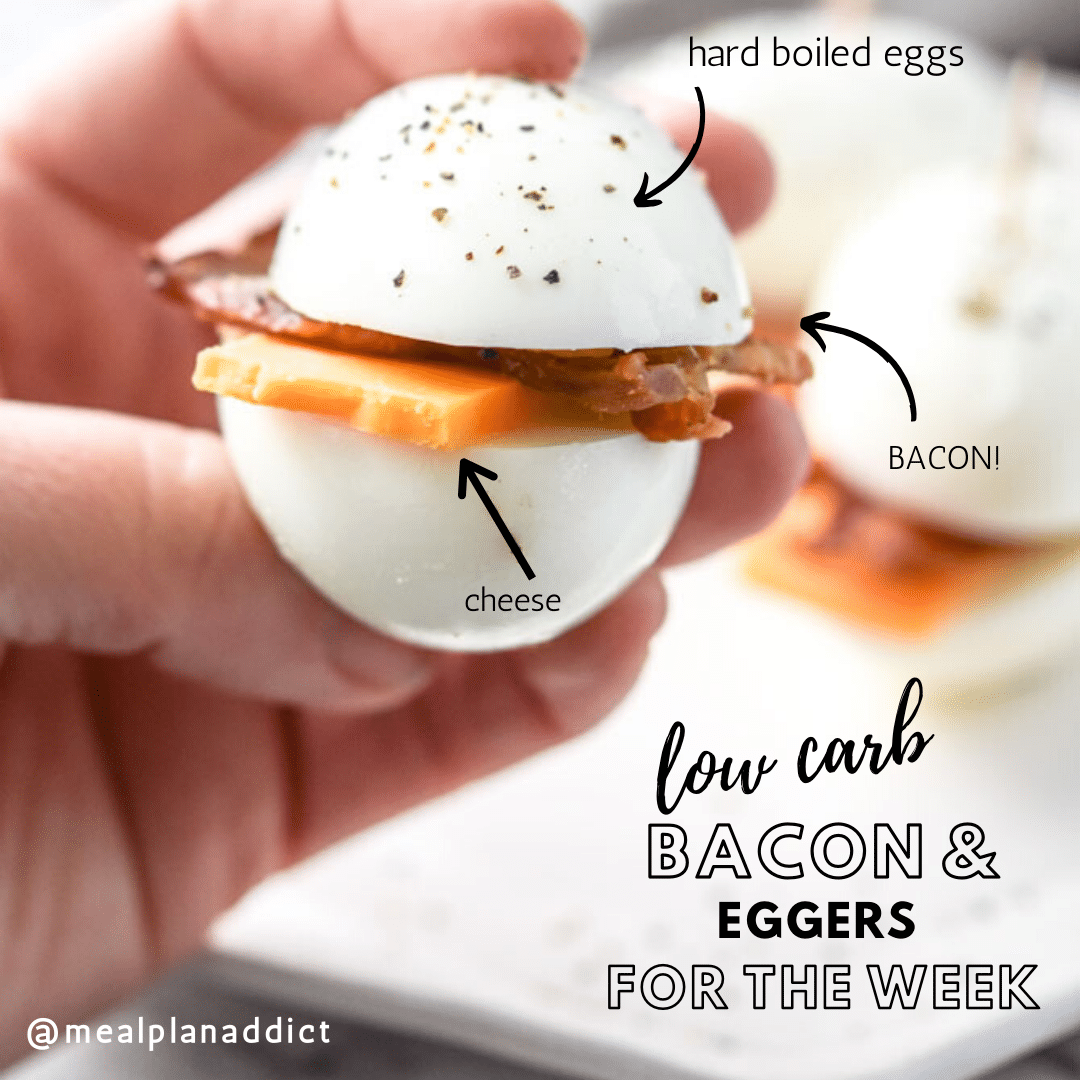 hand holding bacon and egger up close to see the layers of ingredients