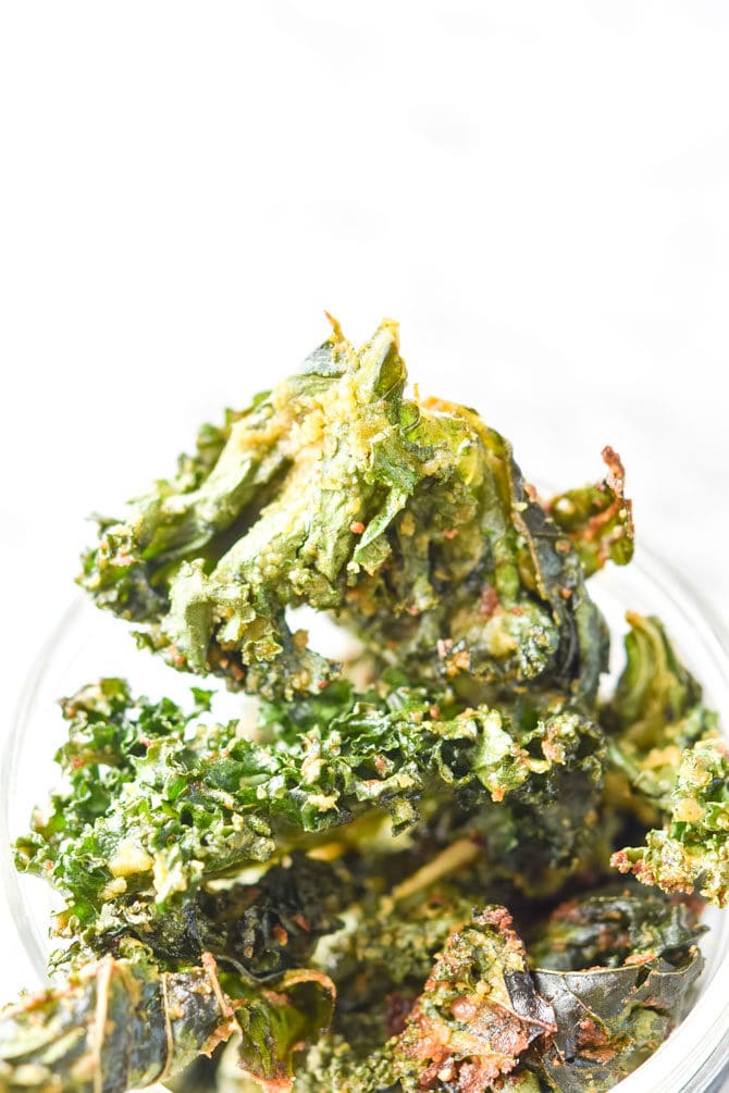 close up of kale chips