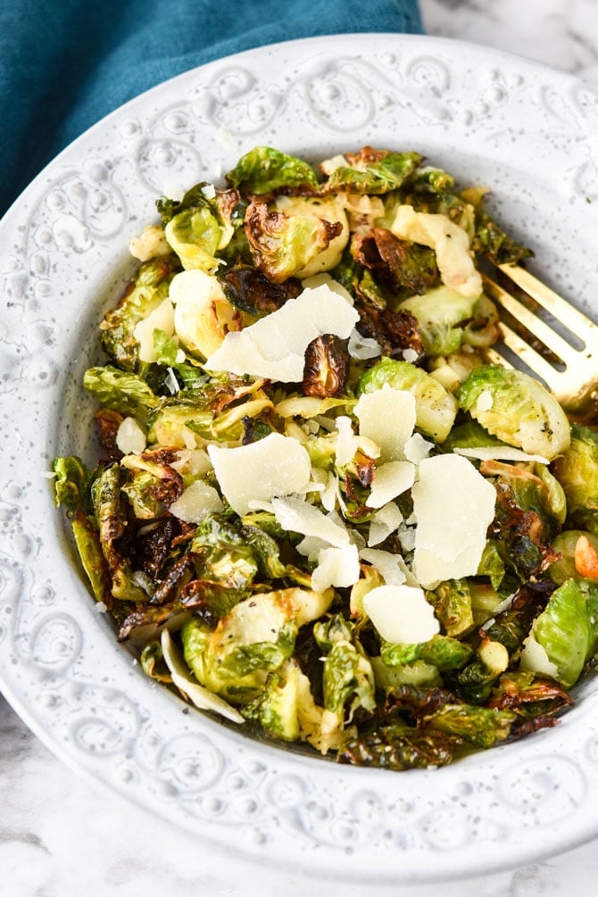 Garlic Parm Brussels Sprouts {Air Fryer or Oven}