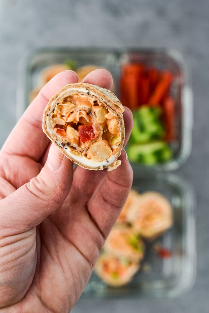 Buffalo Chickpea Pinwheel Meal Prep