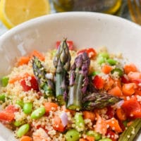Quinoa Asparagus Salad close up lunch