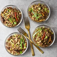 Kung Pao Beef & Cauliflower Rice Bowls 4 bowls