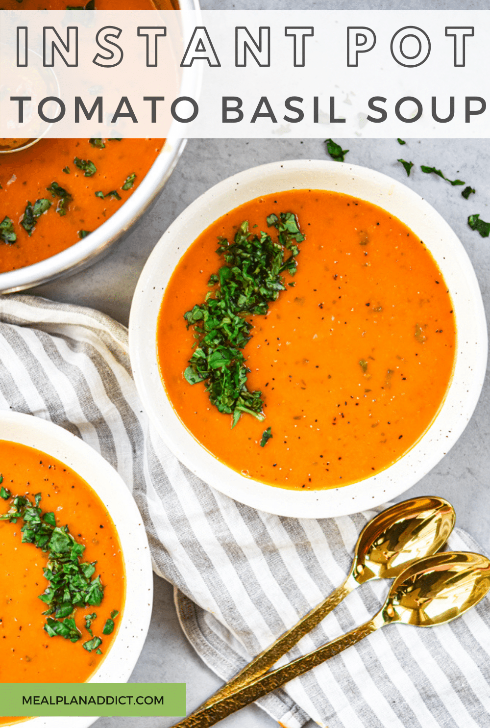 Simple Instant Pot Tomato Basil Soup | Meal Plan Addict