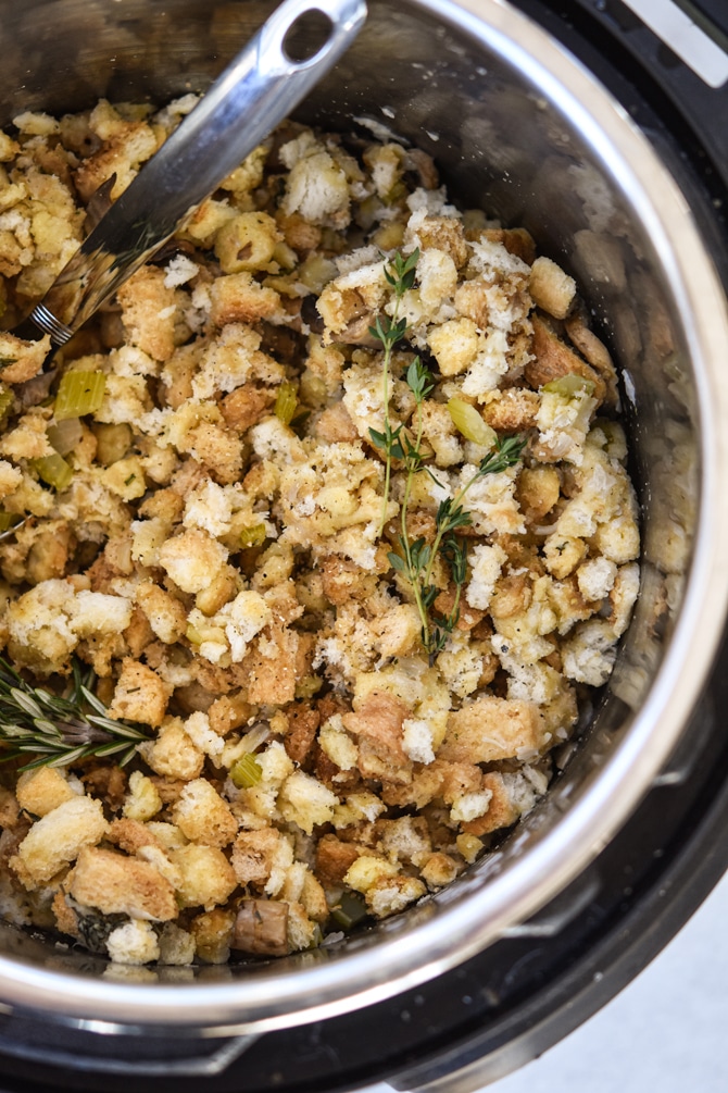 Instant Pot stuffing finished in the pot