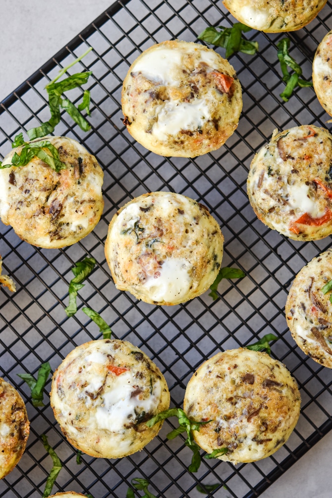 Quinoa Scramble Breakfast Muffins on cooling rack