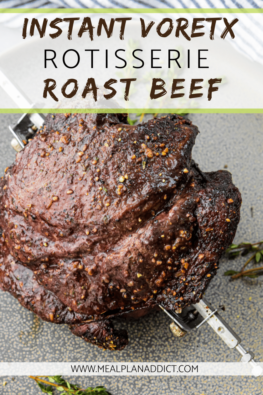 Instant Vortex Rotisserie roast beef cooked