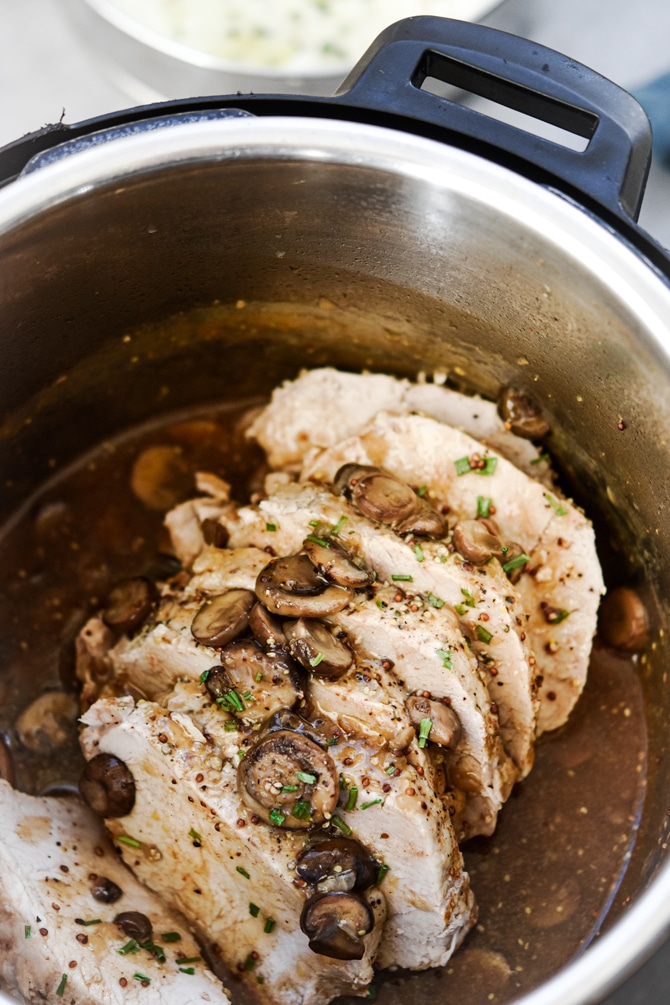 Instant Pot Mushroom Pork Roast with Mashed Potatoes {all in one pot!}