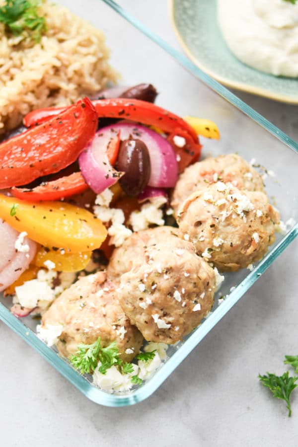 Sheet Pan Greek Meatball Meal Prep Meal Plan Addict