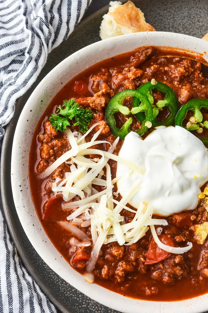 Instant Pot Sneaky Veggie Chili in a bowl