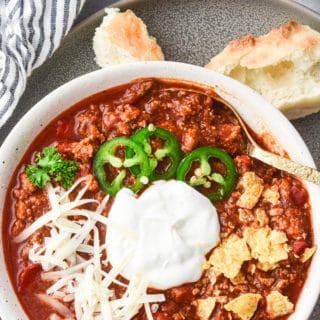 Instant Pot Sneaky Veggie Chili in bowl with garnish