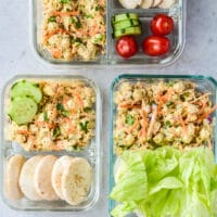 curried chickpea salad meal prep in containers