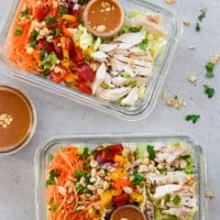 Chinese Chicken Salad in 2 prep containers overhead