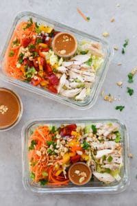 Chinese Chicken Salad in 2 prep containers overhead