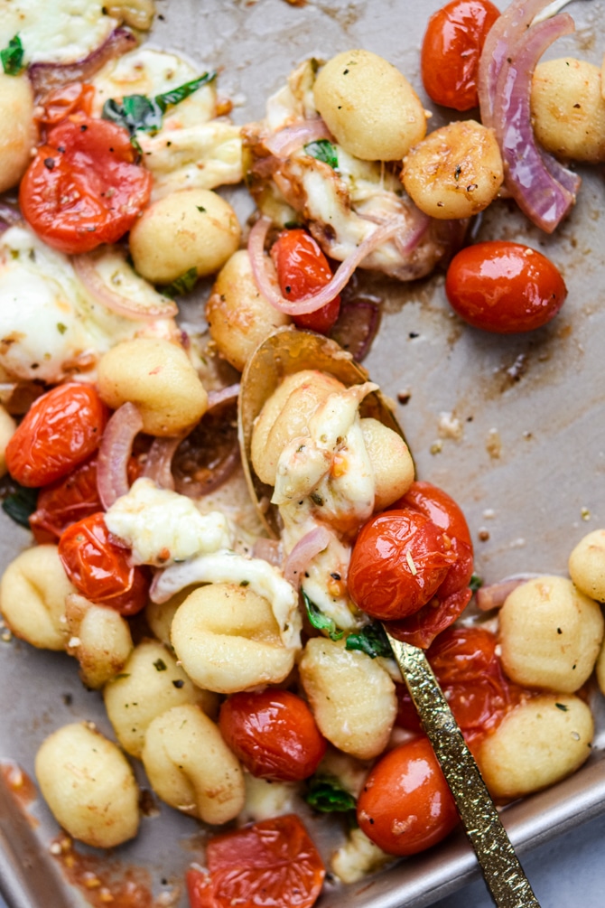 Sheet Pan Italian Gnocchi with spoon