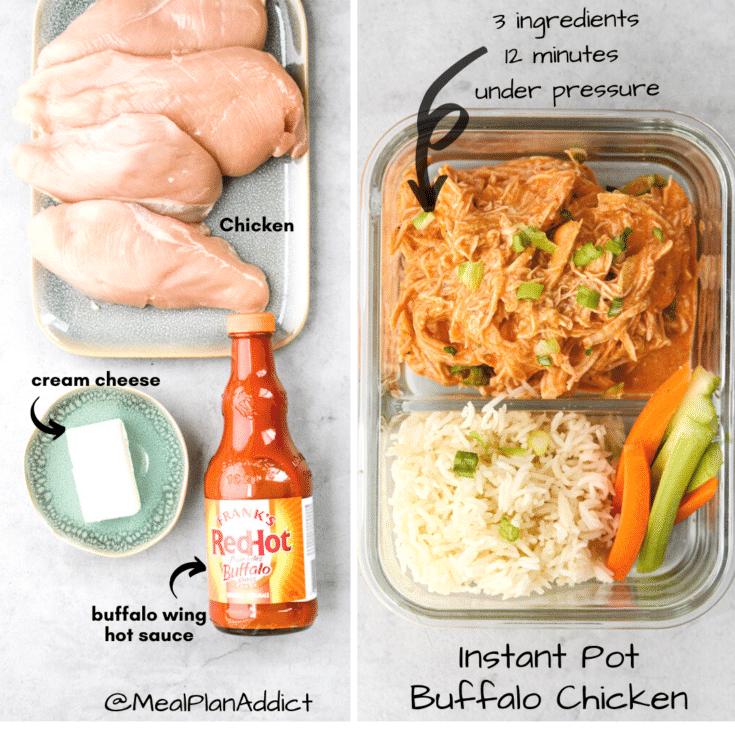 ingredients to meal prep image for buffalo chicken