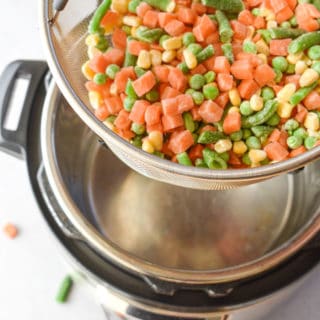 frozen veggies in steamer basket