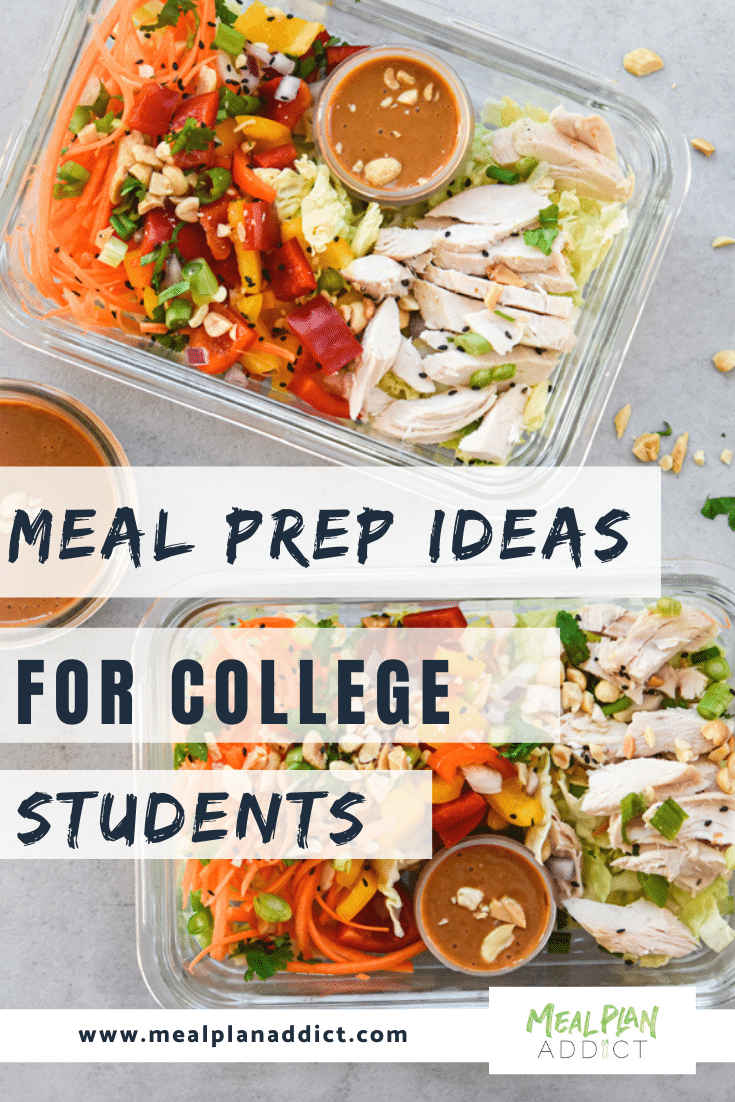 meal prep ideas for college students pinterest image showing 3 meal prep chopped salads