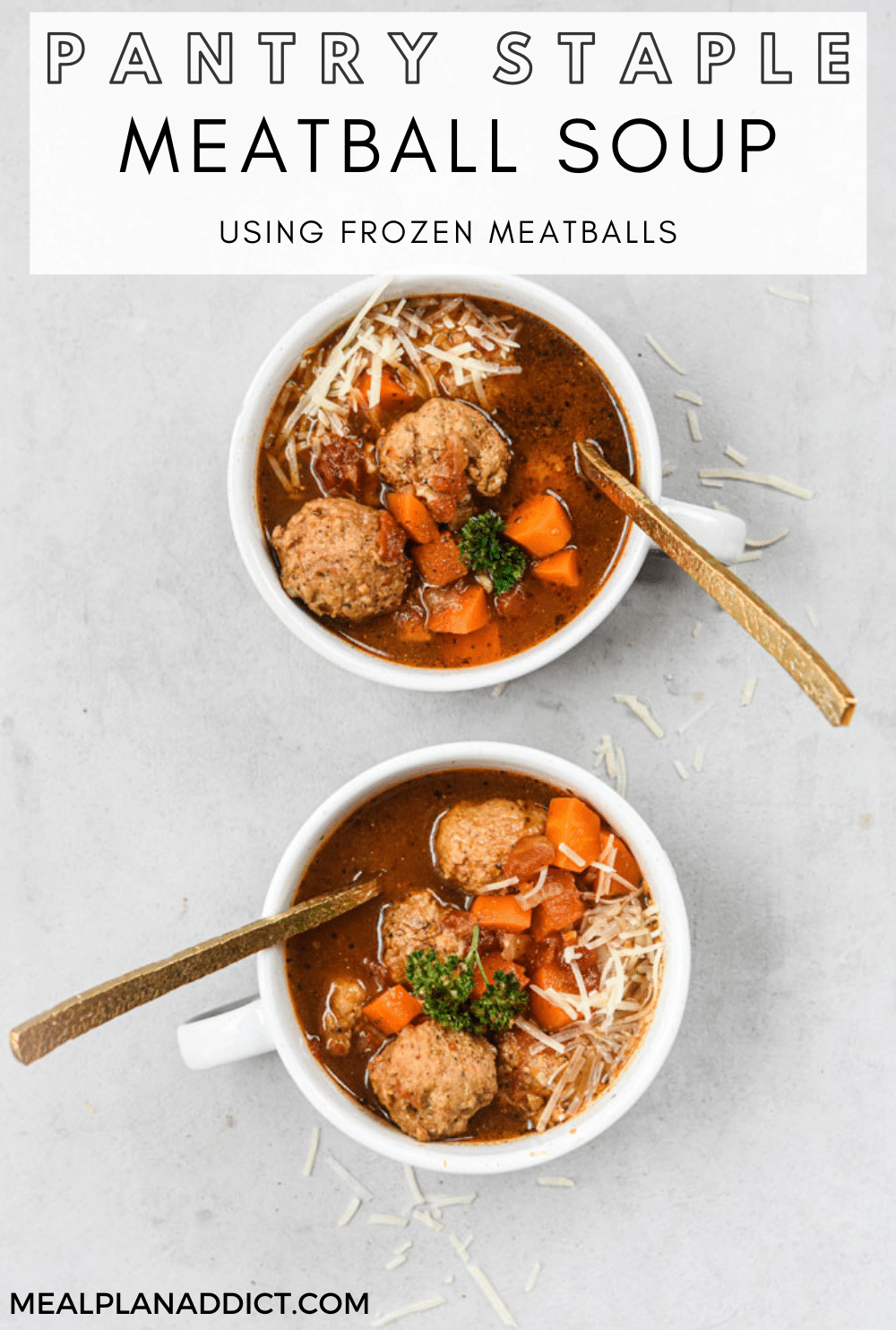 Meatball soup pin for Pinterest