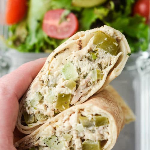 Crunchy Dill Pickle Tuna Salad (wrap + meal prep idea) - Meal Plan Addict