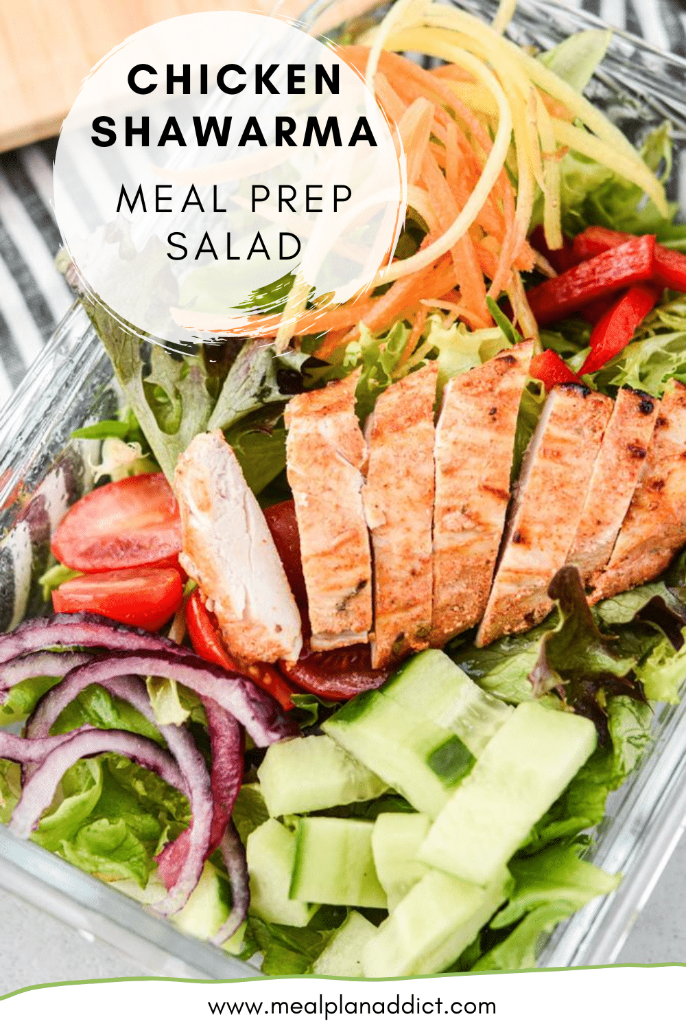 Chicken Shawarma Meal Prep Salad with Sweet Garlic Sauce - Meal Plan Addict