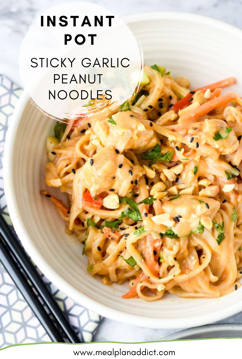 Instant Pot Sticky Garlic Peanut Noodles