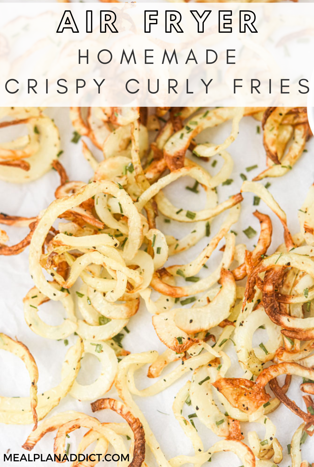 Crispy curly fries pin for Pinterest