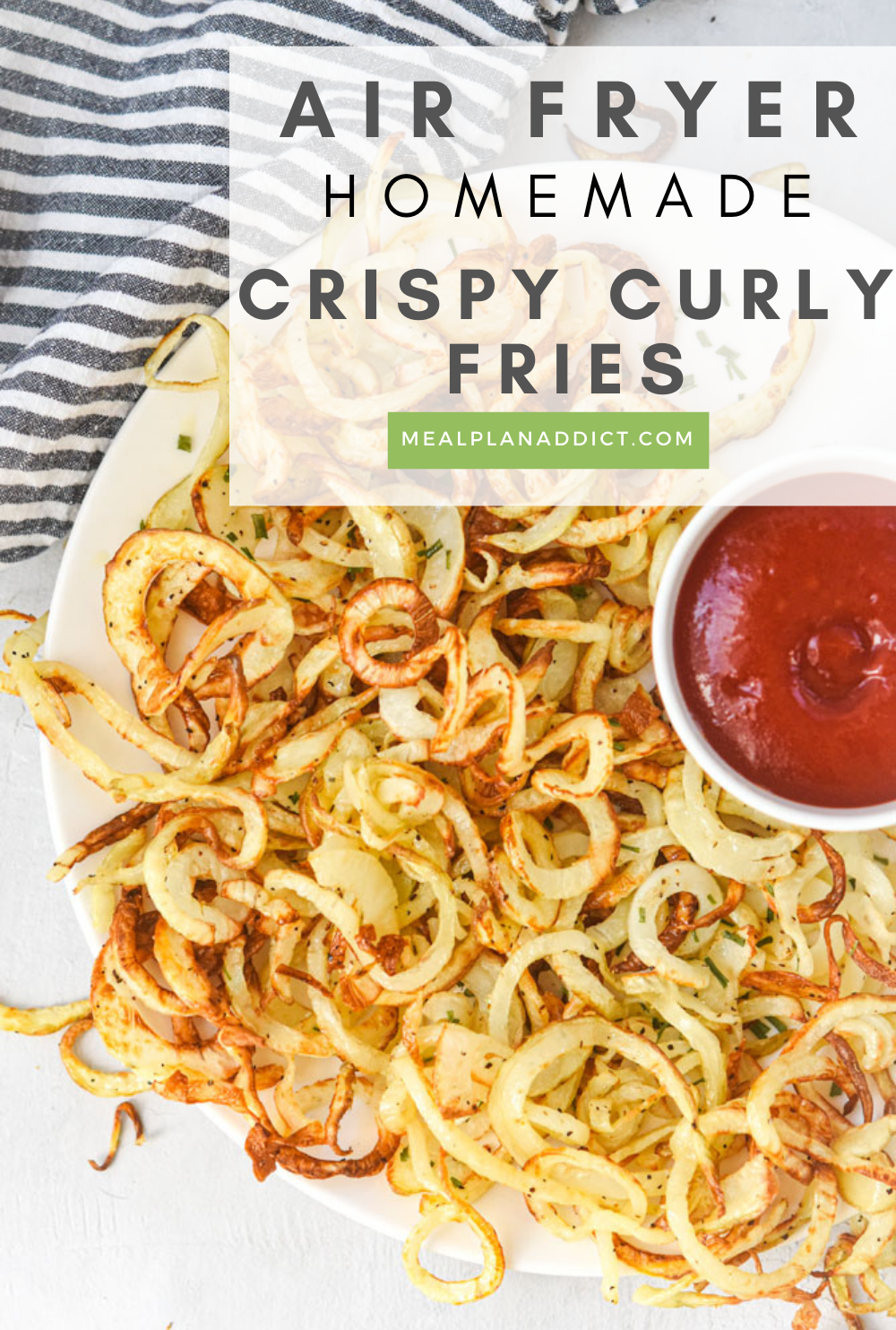 Crispy curly fries pin for Pinterest