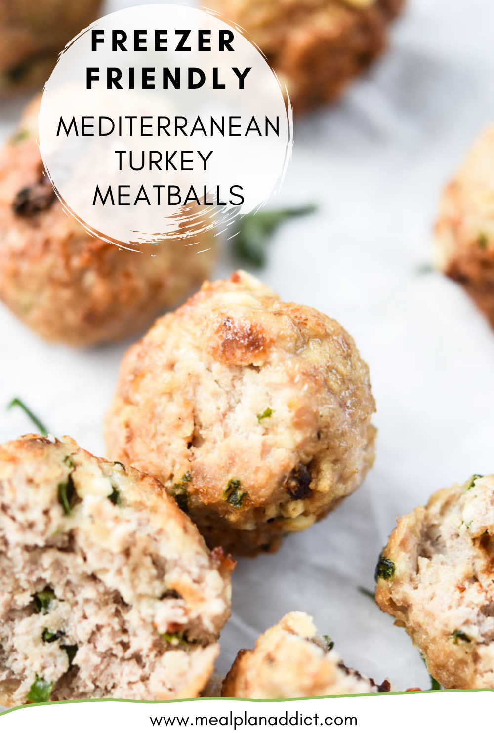 Freezer Friendly Mediterranean Turkey Meatballs