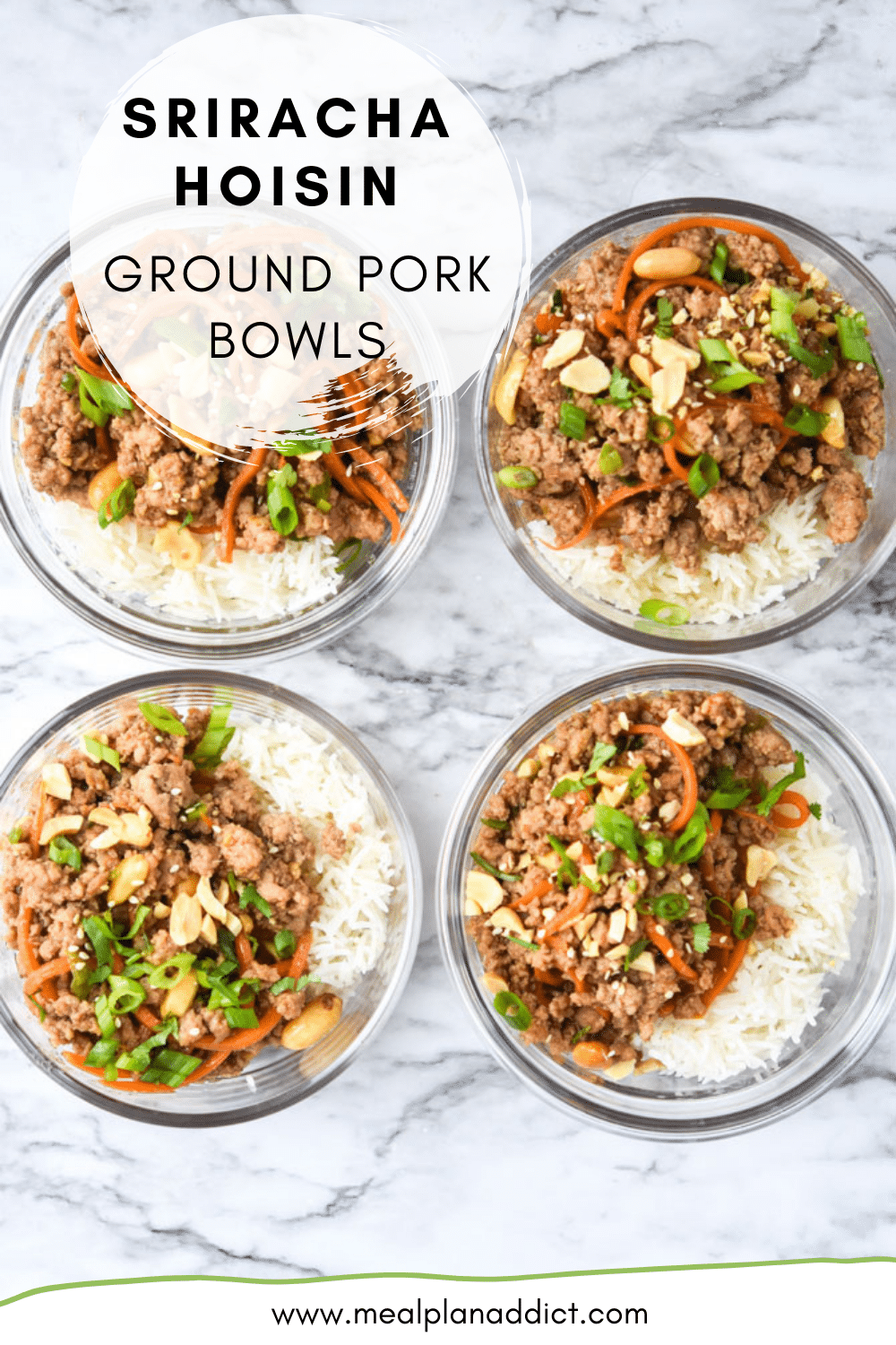 Sriracha Hoisin Ground Pork Bowls Meal Plan Addict