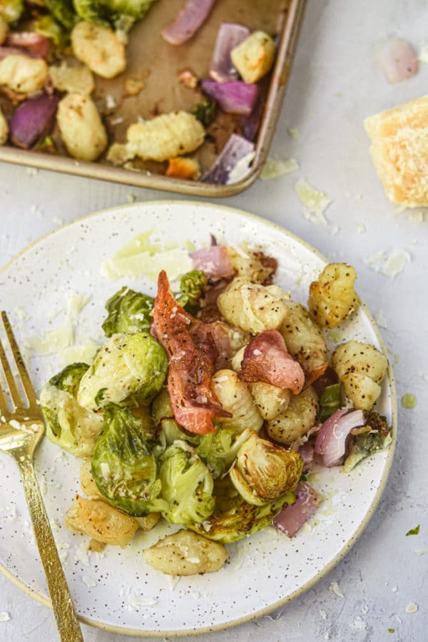 Roasted Gnocchi and Brussels Sprouts with Bacon Meal Plan Addict