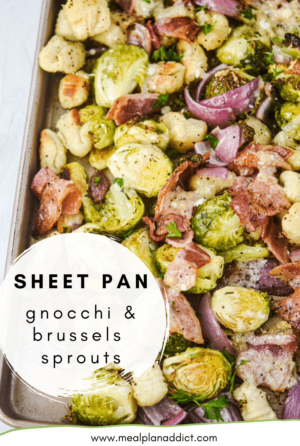 sheet pan gnocchi and brussels sprouts pin