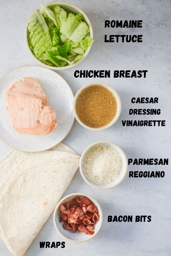 ingredients for instant pot chicken caesar salad wraps