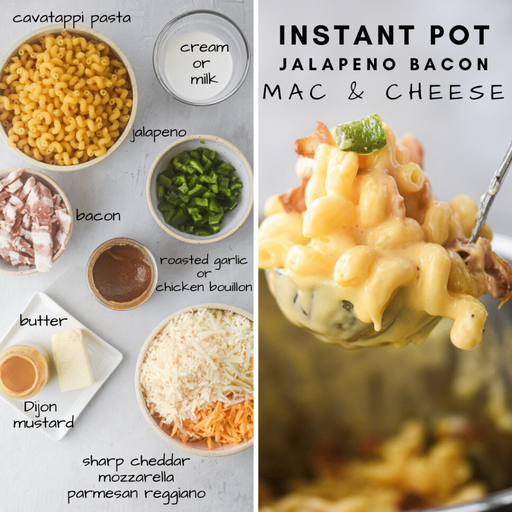 ingredients for instant pot jalapeno bacon mac and cheese