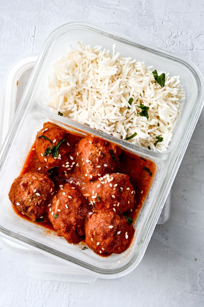 meatballs-and-rice-frozen-in-glass-container